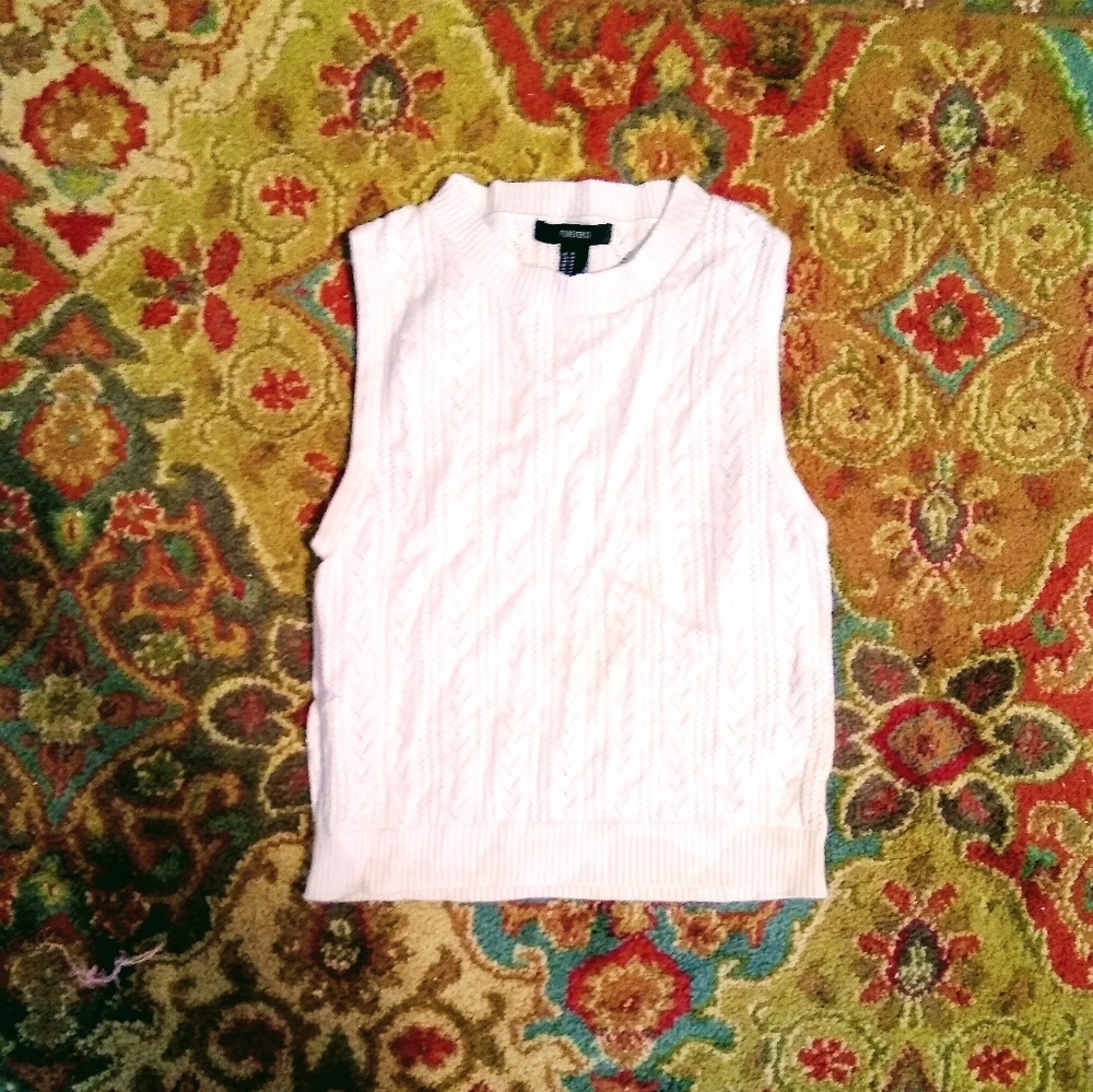 White Knit Sweater Crop Top